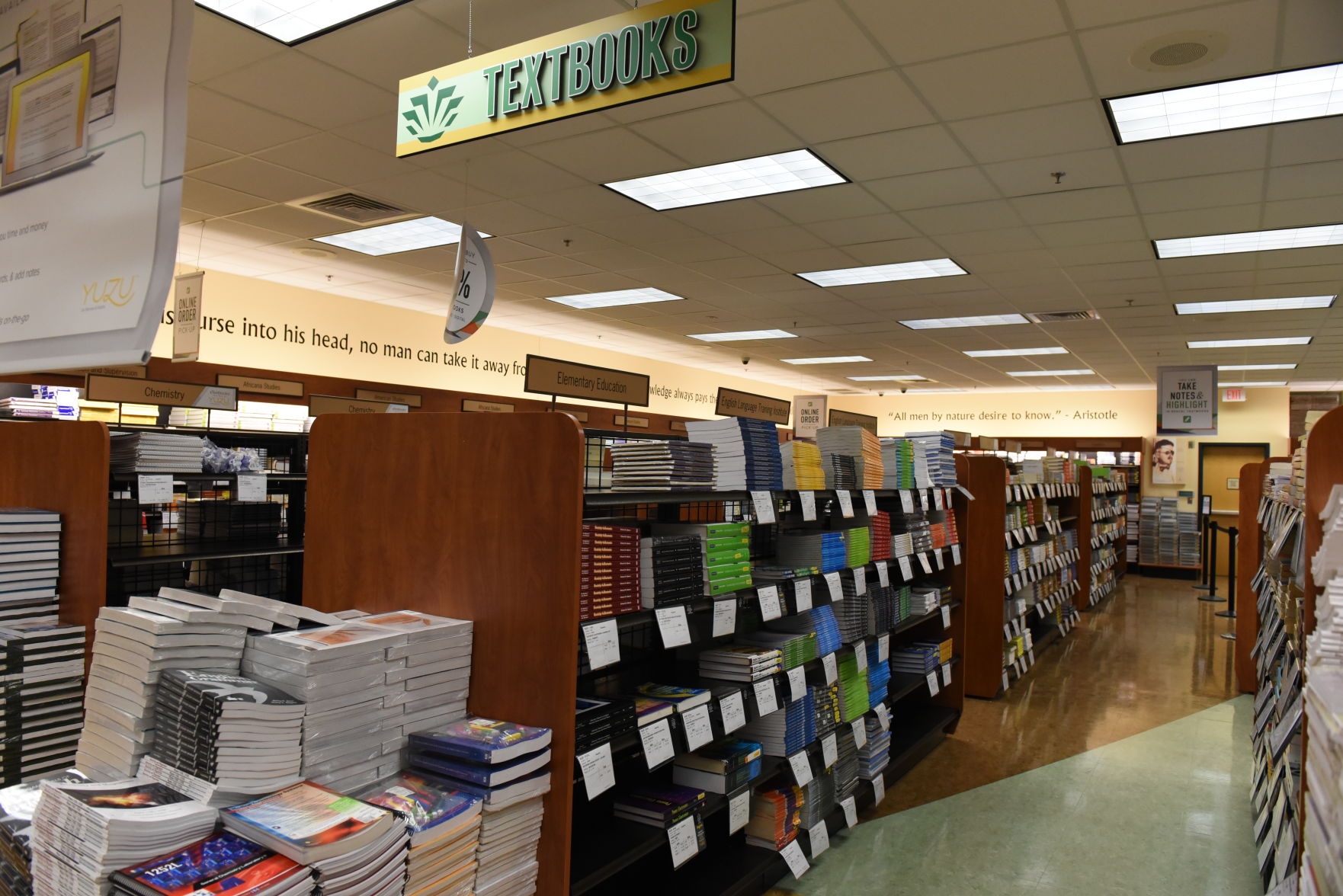 Lower level of the UNC Charlotte Bookstore